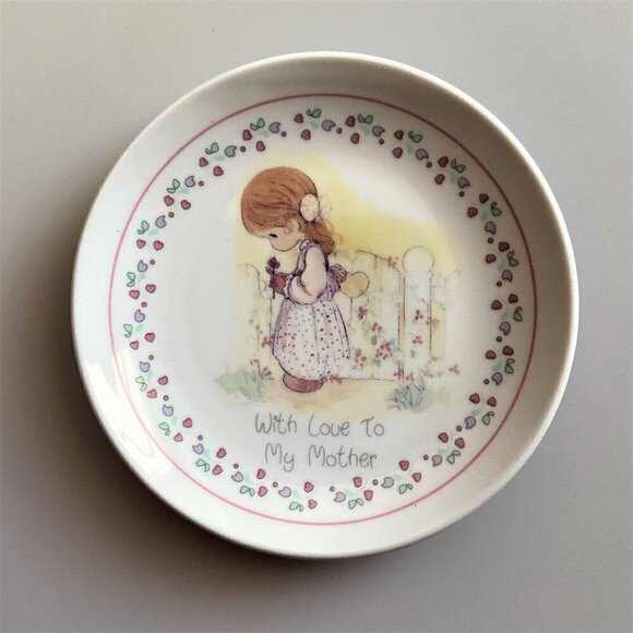 VINTAGE  PRECIOUS MOMENTS 1990 "WITH LOVE TO MY MOTHER" PLATE STAND - Picture 1 of 12